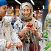 a couple shopping outdoors
